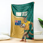 Personalised Australia Rugby Blanket Wallabies Kangaroo Player Aboriginal Pattern
