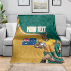 Personalised Australia Rugby Blanket Wallabies Kangaroo Player Aboriginal Pattern