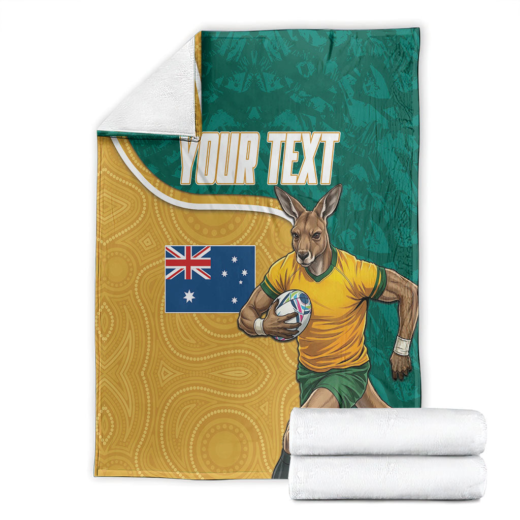Personalised Australia Rugby Blanket Wallabies Kangaroo Player Aboriginal Pattern