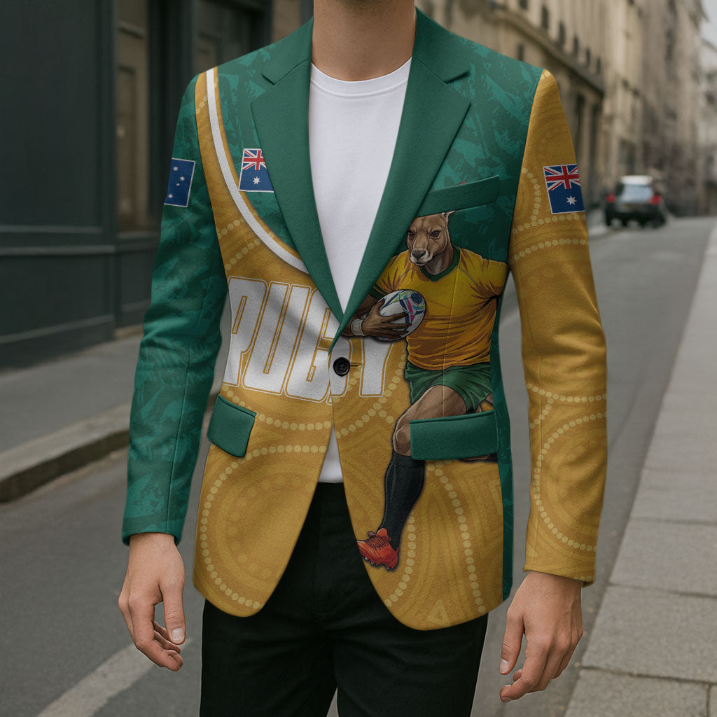 Personalised Australia Rugby Blazer Wallabies Kangaroo Player Aboriginal Pattern