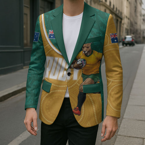 Personalised Australia Rugby Blazer Wallabies Kangaroo Player Aboriginal Pattern