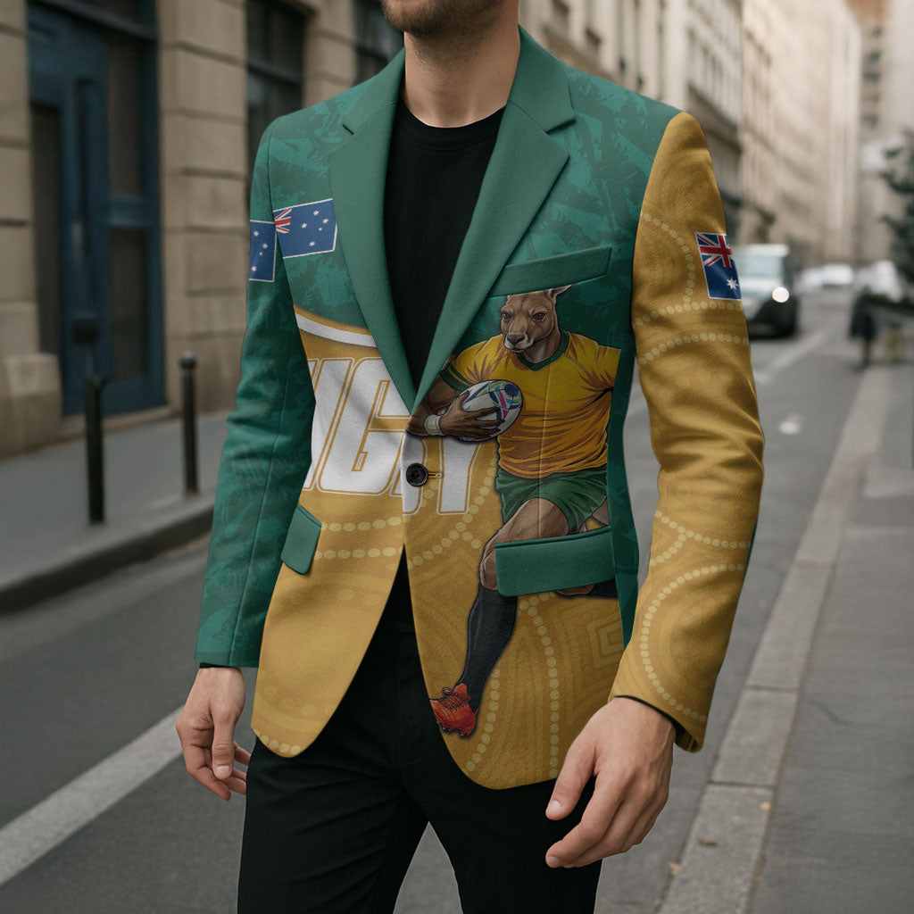Personalised Australia Rugby Blazer Wallabies Kangaroo Player Aboriginal Pattern