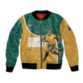 Personalised Australia Rugby Bomber Jacket Wallabies Kangaroo Player Aboriginal Pattern