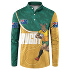 Personalised Australia Rugby Button Sweatshirt Wallabies Kangaroo Player Aboriginal Pattern