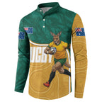 Personalised Australia Rugby Button Sweatshirt Wallabies Kangaroo Player Aboriginal Pattern