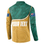 Personalised Australia Rugby Button Sweatshirt Wallabies Kangaroo Player Aboriginal Pattern