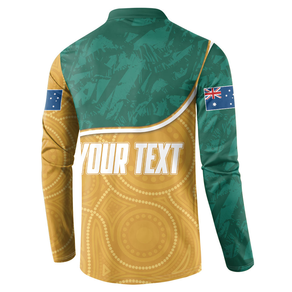 Personalised Australia Rugby Button Sweatshirt Wallabies Kangaroo Player Aboriginal Pattern