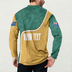 Personalised Australia Rugby Button Sweatshirt Wallabies Kangaroo Player Aboriginal Pattern