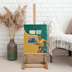 Personalised Australia Rugby Canvas Wall Art Wallabies Kangaroo Player Aboriginal Pattern