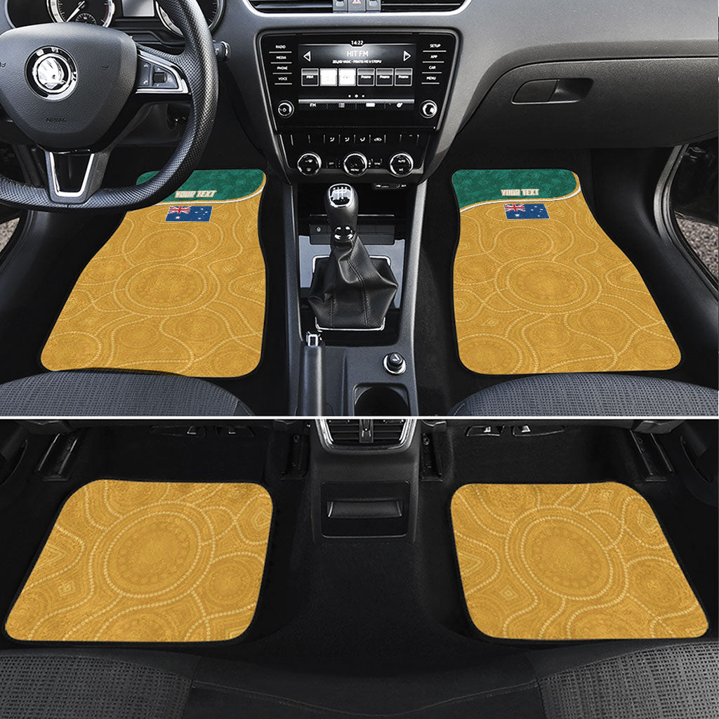 Personalised Australia Rugby Car Mats Wallabies Kangaroo Player Aboriginal Pattern