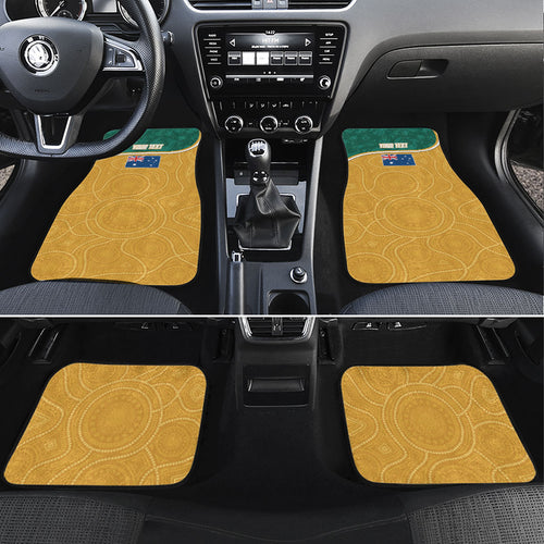 Personalised Australia Rugby Car Mats Wallabies Kangaroo Player Aboriginal Pattern