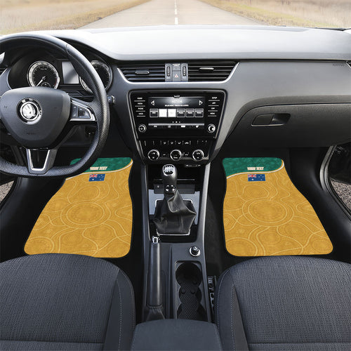 Personalised Australia Rugby Car Mats Wallabies Kangaroo Player Aboriginal Pattern