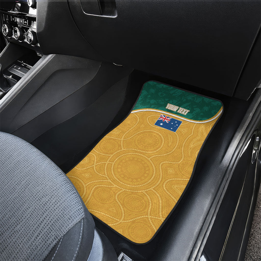 Personalised Australia Rugby Car Mats Wallabies Kangaroo Player Aboriginal Pattern