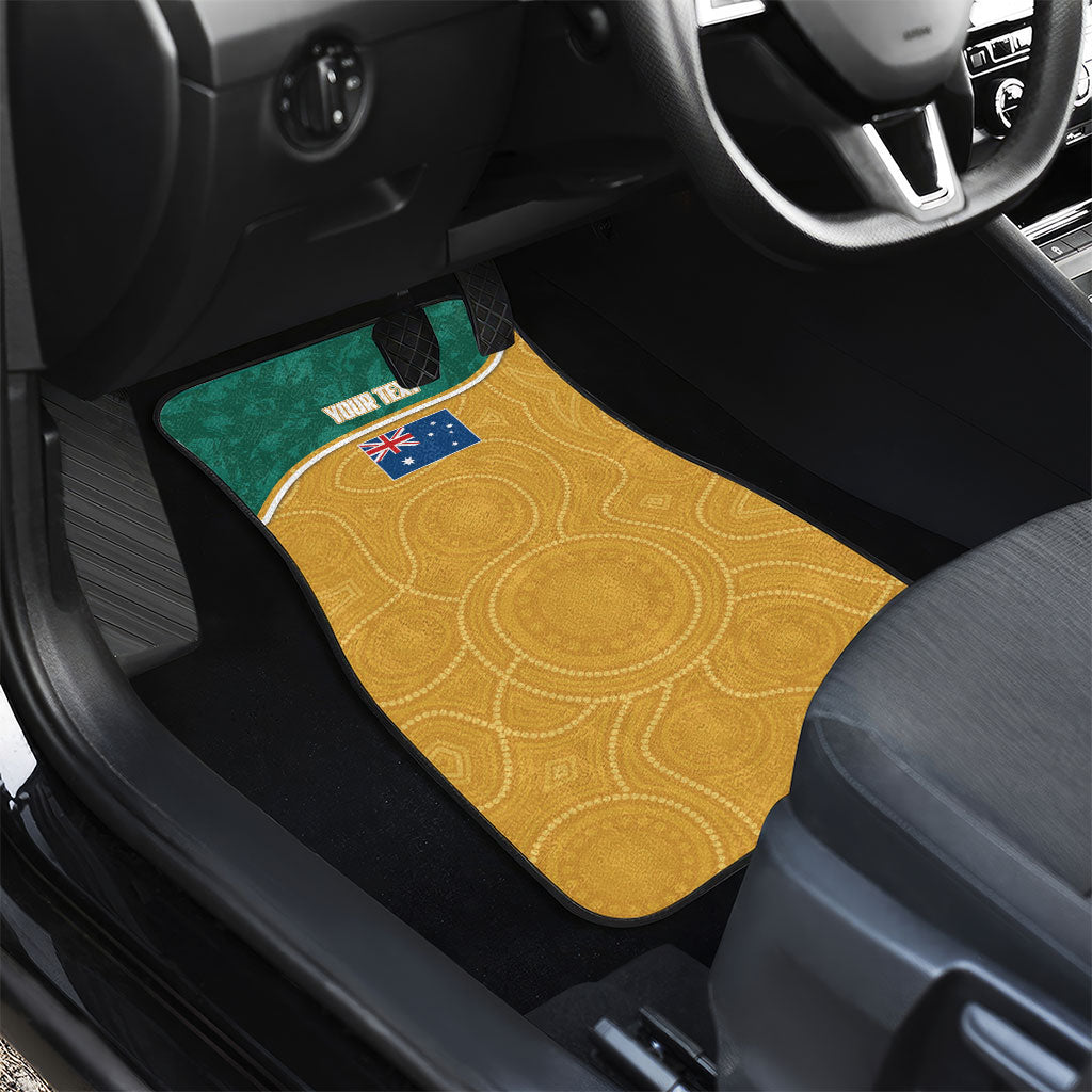 Personalised Australia Rugby Car Mats Wallabies Kangaroo Player Aboriginal Pattern