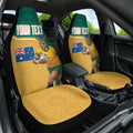 Personalised Australia Rugby Car Seat Cover Wallabies Kangaroo Player Aboriginal Pattern