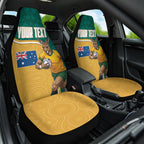 Personalised Australia Rugby Car Seat Cover Wallabies Kangaroo Player Aboriginal Pattern