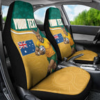 Personalised Australia Rugby Car Seat Cover Wallabies Kangaroo Player Aboriginal Pattern