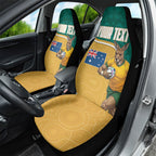 Personalised Australia Rugby Car Seat Cover Wallabies Kangaroo Player Aboriginal Pattern