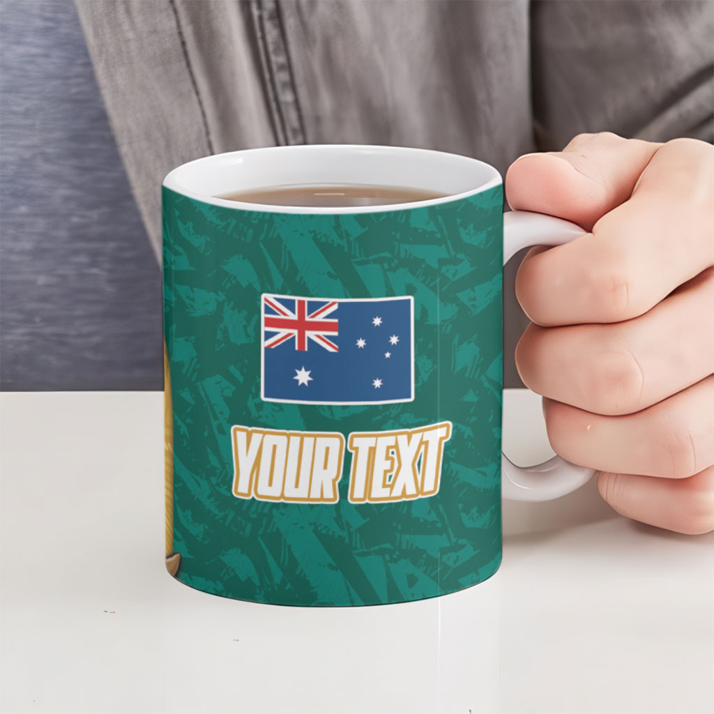 Personalised Australia Rugby Ceramic Mug Wallabies Kangaroo Player Aboriginal Pattern
