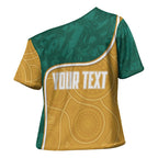 Personalised Australia Rugby Cross Shoulder Shirt Wallabies Kangaroo Player Aboriginal Pattern