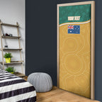 Personalised Australia Rugby Door Cover Wallabies Kangaroo Player Aboriginal Pattern