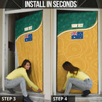 Personalised Australia Rugby Door Cover Wallabies Kangaroo Player Aboriginal Pattern
