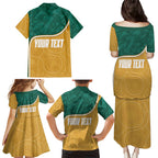 Personalised Australia Rugby Family Matching Puletasi and Hawaiian Shirt Wallabies Kangaroo Player Aboriginal Pattern