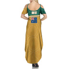 Personalised Australia Rugby Family Matching Summer Maxi Dress and Hawaiian Shirt Wallabies Kangaroo Player Aboriginal Pattern