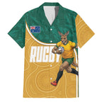 Personalised Australia Rugby Family Matching Tank Maxi Dress and Hawaiian Shirt Wallabies Kangaroo Player Aboriginal Pattern