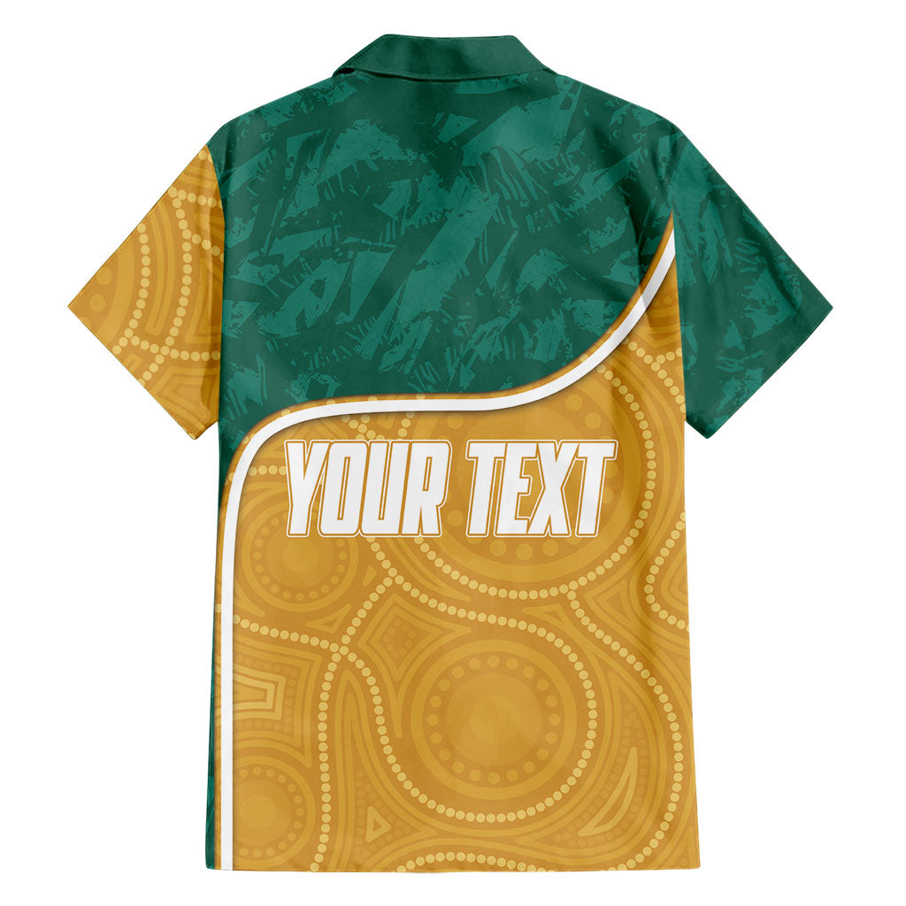 Personalised Australia Rugby Family Matching Tank Maxi Dress and Hawaiian Shirt Wallabies Kangaroo Player Aboriginal Pattern