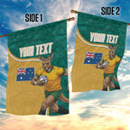 Personalised Australia Rugby Garden Flag Wallabies Kangaroo Player Aboriginal Pattern