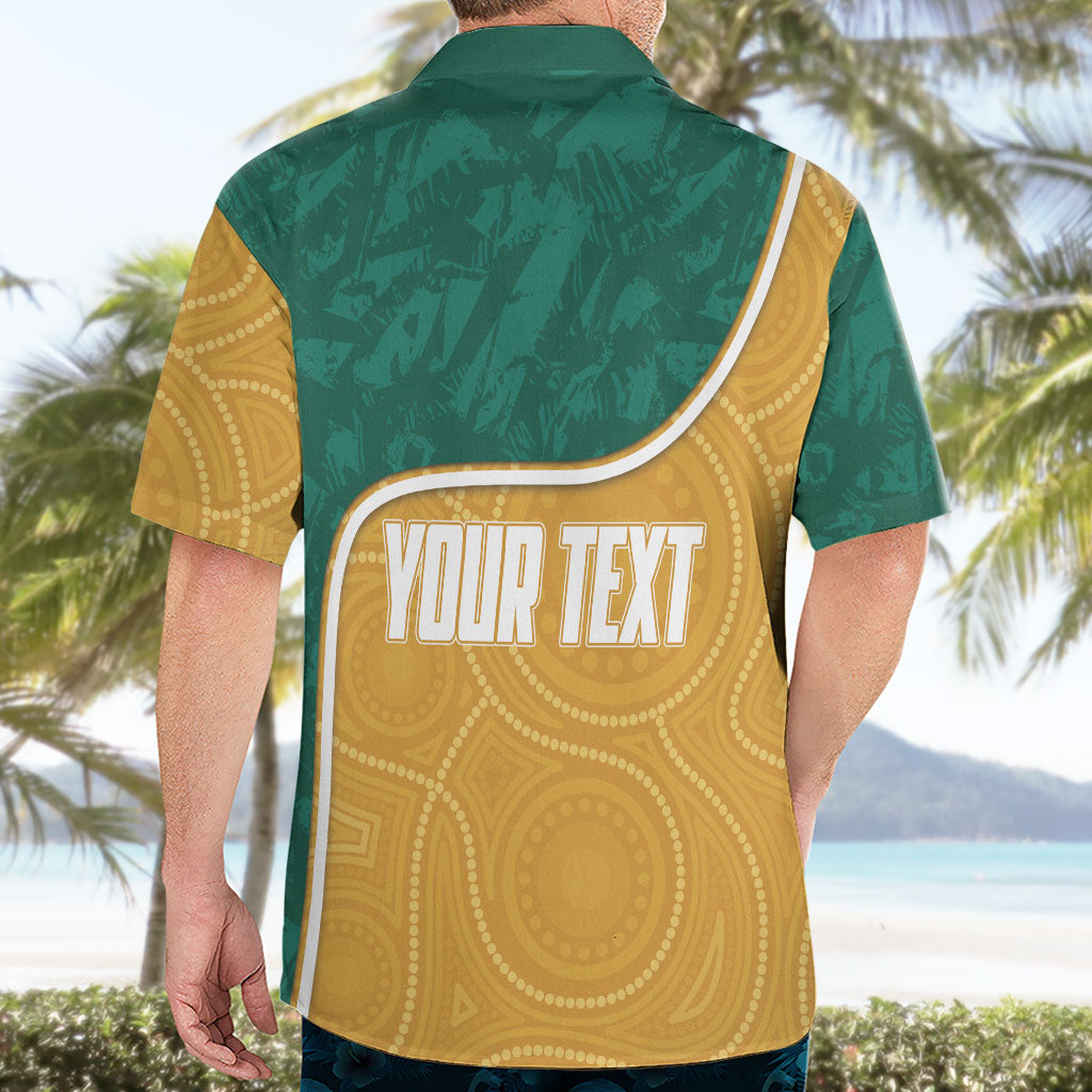 Personalised Australia Rugby Hawaiian Shirt Wallabies Kangaroo Player Aboriginal Pattern