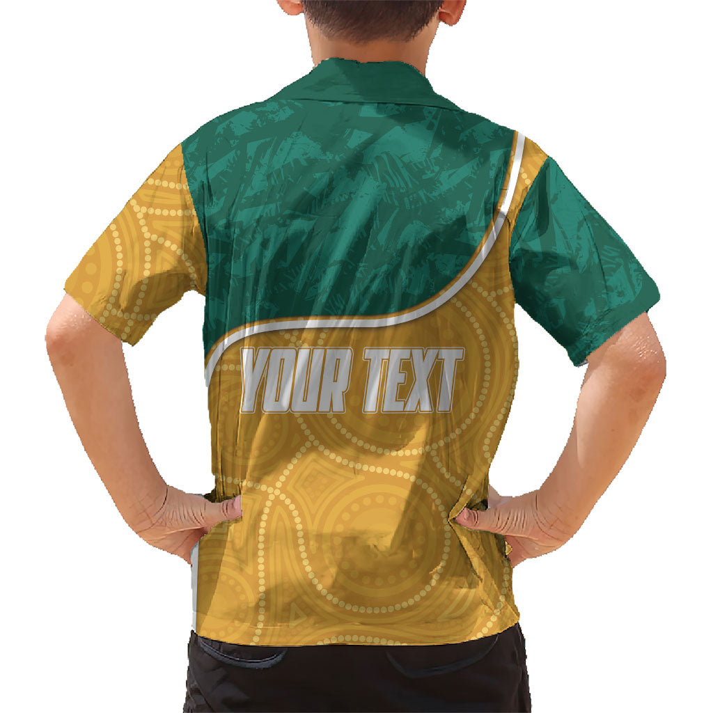 Personalised Australia Rugby Hawaiian Shirt Wallabies Kangaroo Player Aboriginal Pattern