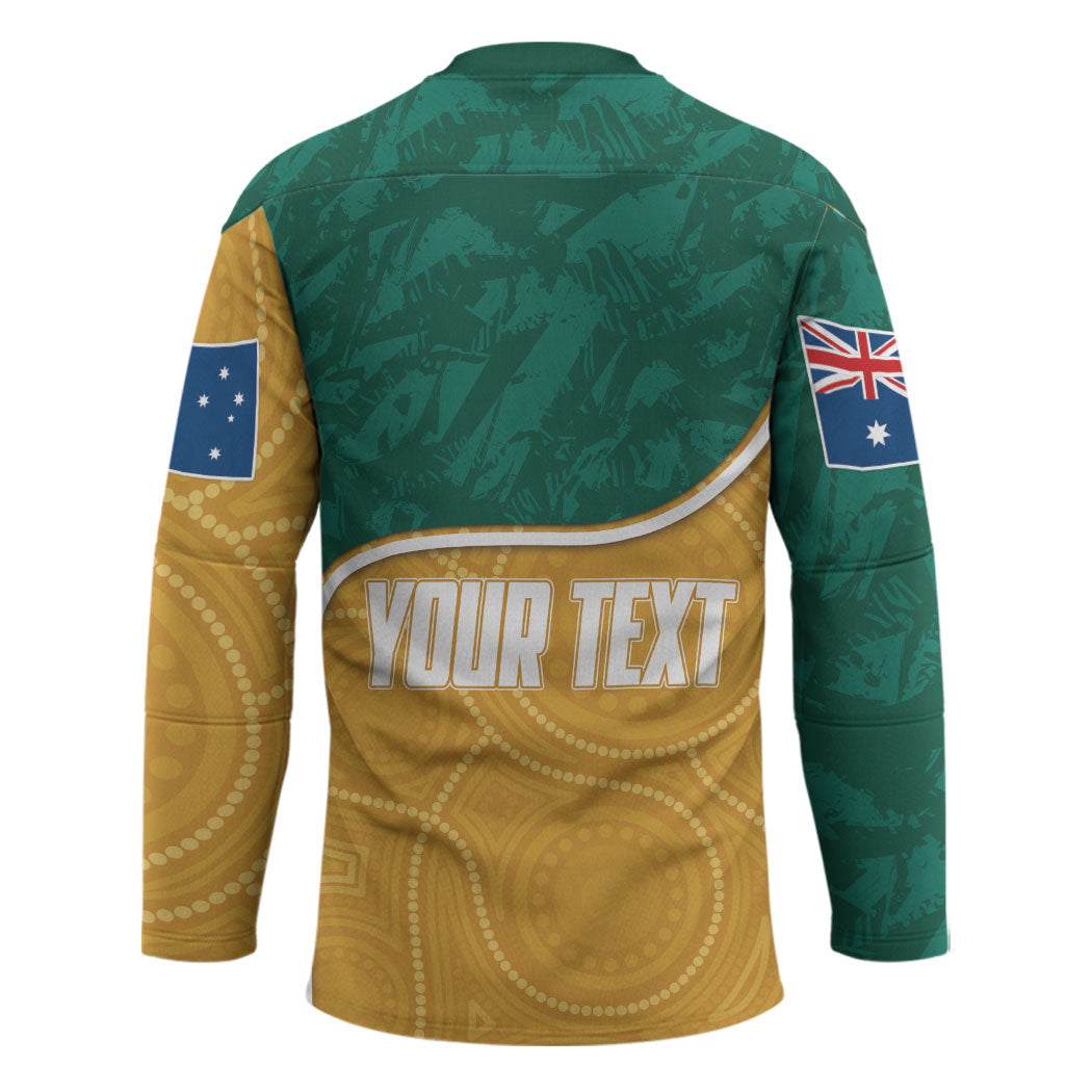 Personalised Australia Rugby Hockey Jersey Wallabies Kangaroo Player Aboriginal Pattern