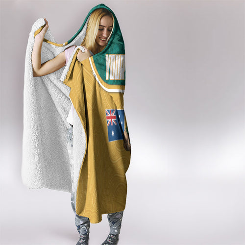 Personalised Australia Rugby Hooded Blanket Wallabies Kangaroo Player Aboriginal Pattern