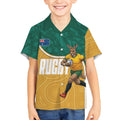 Personalised Australia Rugby Kid Hawaiian Shirt Wallabies Kangaroo Player Aboriginal Pattern