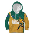 Personalised Australia Rugby Kid Hoodie Wallabies Kangaroo Player Aboriginal Pattern