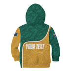 Personalised Australia Rugby Kid Hoodie Wallabies Kangaroo Player Aboriginal Pattern