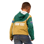Personalised Australia Rugby Kid Hoodie Wallabies Kangaroo Player Aboriginal Pattern
