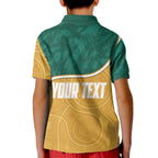 Personalised Australia Rugby Kid Polo Shirt Wallabies Kangaroo Player Aboriginal Pattern
