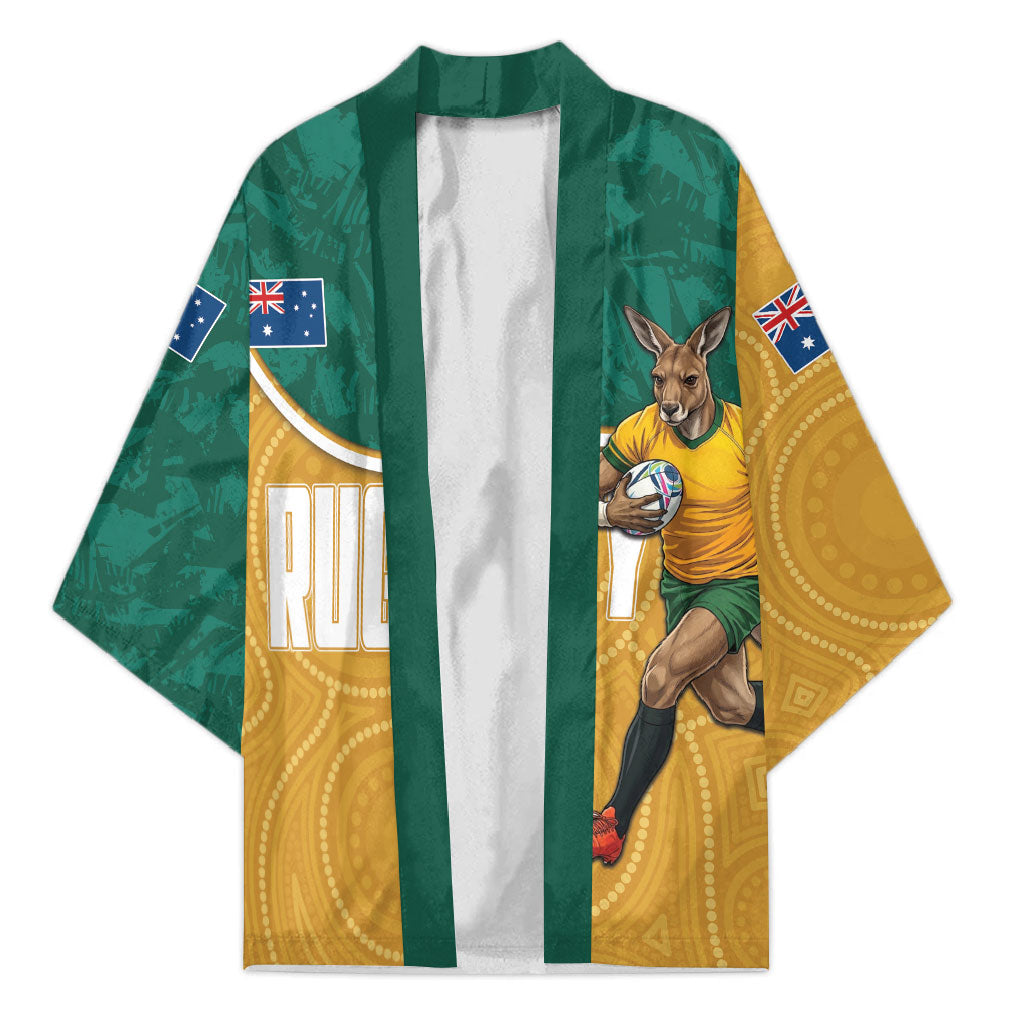 Personalised Australia Rugby Kimono Wallabies Kangaroo Player Aboriginal Pattern