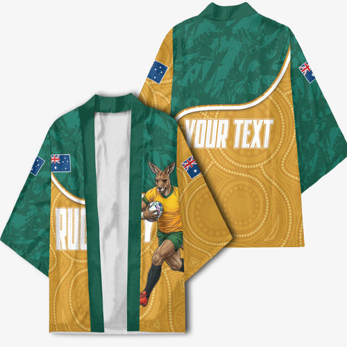 Personalised Australia Rugby Kimono Wallabies Kangaroo Player Aboriginal Pattern