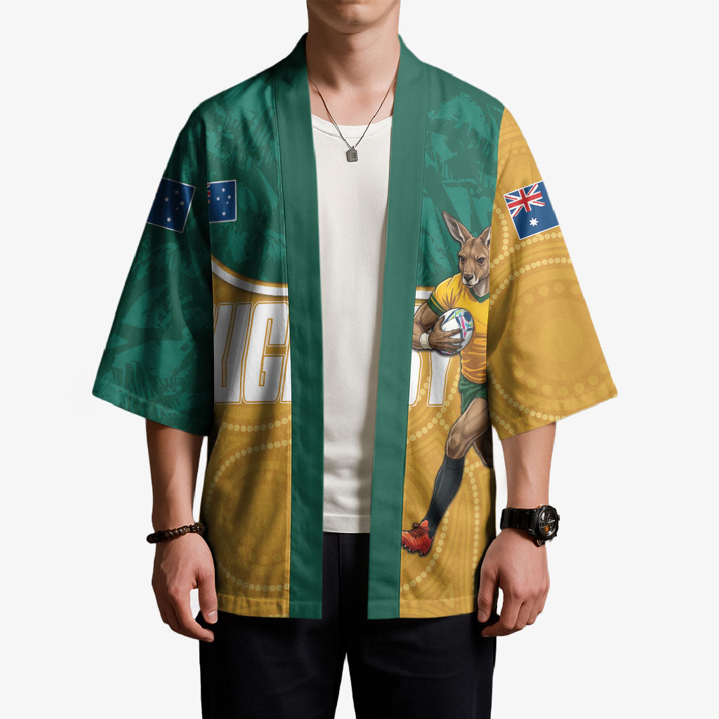 Personalised Australia Rugby Kimono Wallabies Kangaroo Player Aboriginal Pattern