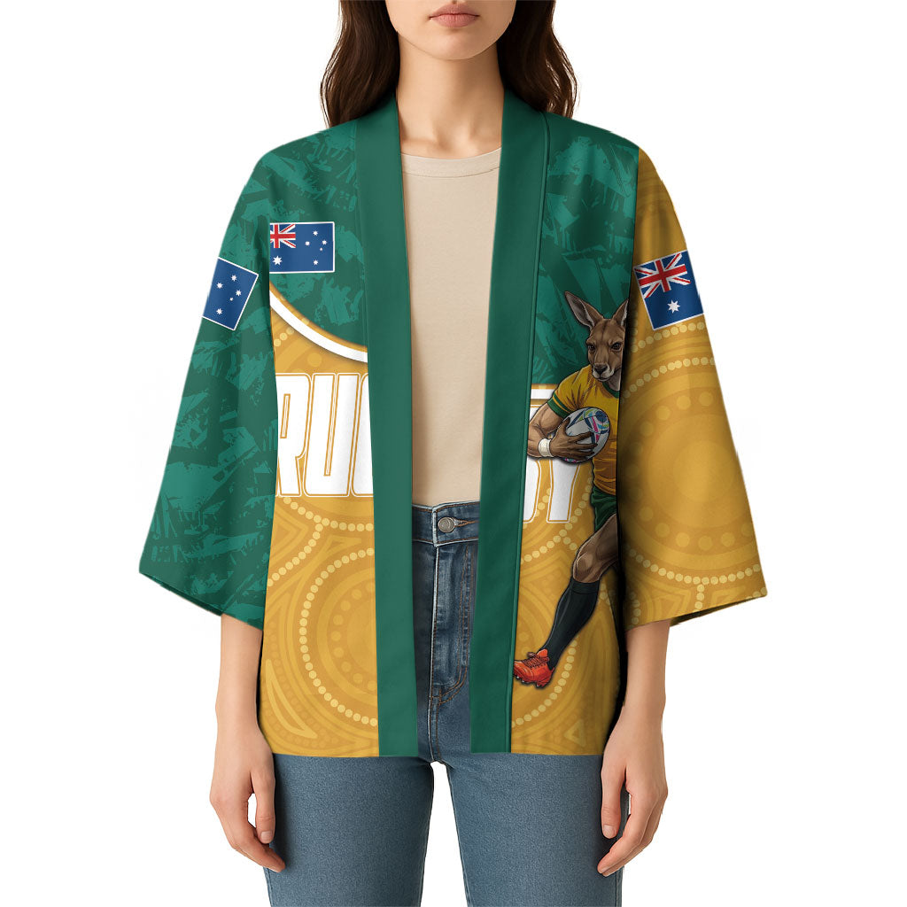 Personalised Australia Rugby Kimono Wallabies Kangaroo Player Aboriginal Pattern