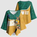 Personalised Australia Rugby Kimono Sleeve Blouse Wallabies Kangaroo Player Aboriginal Pattern