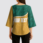 Personalised Australia Rugby Kimono Sleeve Blouse Wallabies Kangaroo Player Aboriginal Pattern