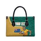 Personalised Australia Rugby Leather Bag Wallabies Kangaroo Player Aboriginal Pattern