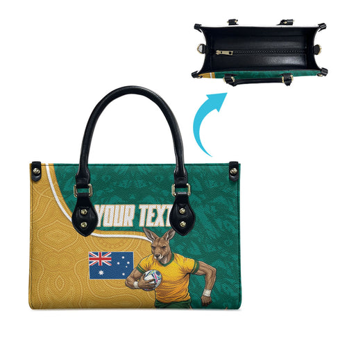Personalised Australia Rugby Leather Bag Wallabies Kangaroo Player Aboriginal Pattern
