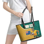 Personalised Australia Rugby Leather Tote Bag Wallabies Kangaroo Player Aboriginal Pattern