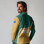 Personalised Australia Rugby Long Sleeve Polo Shirt Wallabies Kangaroo Player Aboriginal Pattern